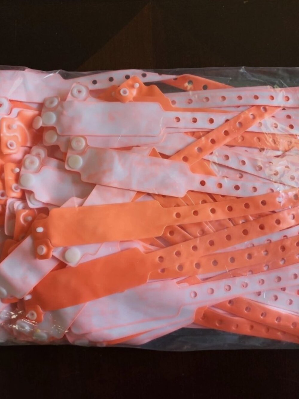 Lot of 250 Orange Adult Adjustable Hospital Patient / Event 9" ID Wristbands
